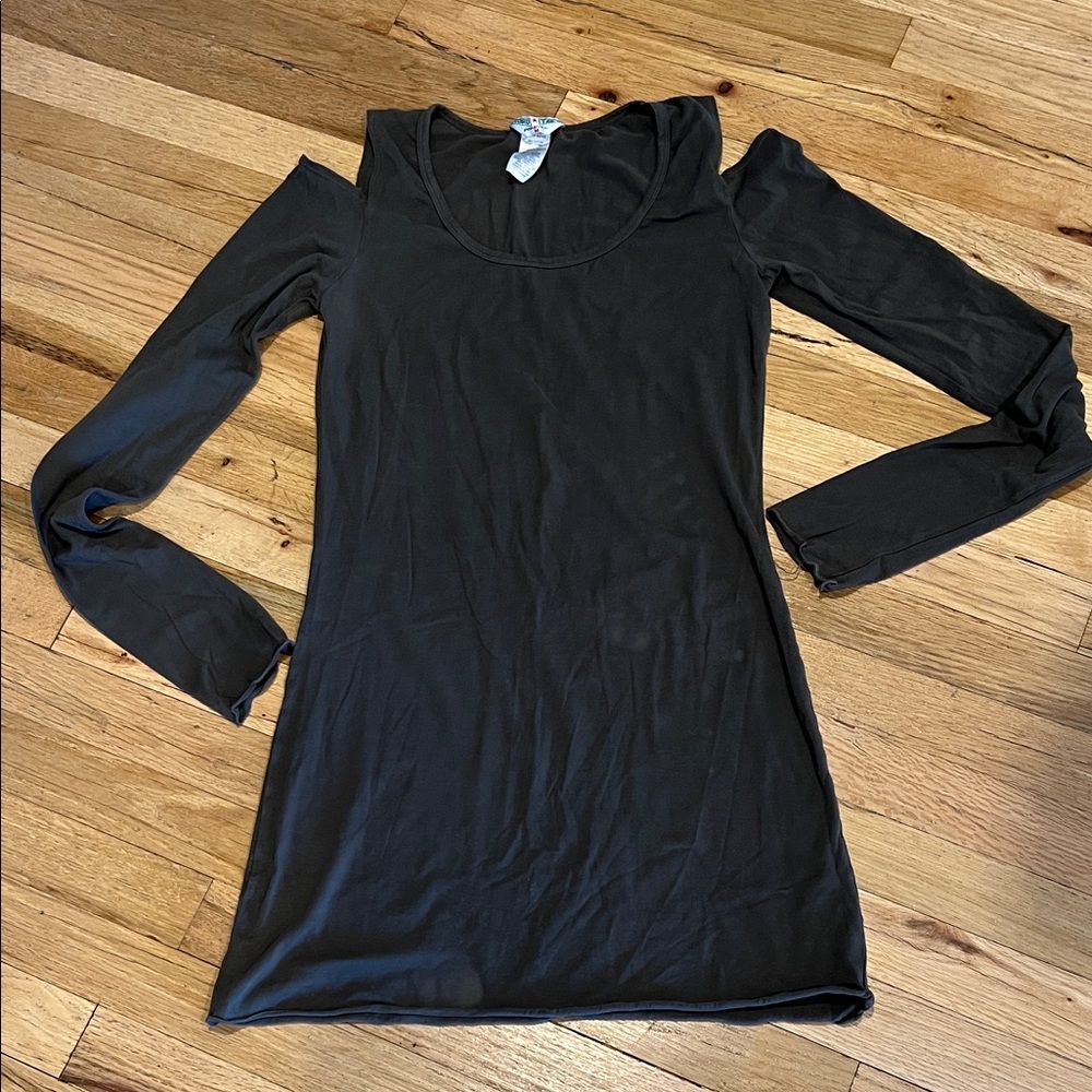 Army green long sleeve top cold shoulder medium